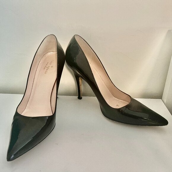 Kate Spade Vivian Black Patent Leather Pumps Heels Pointy Toe Shoe 9 - Picture 2 of 9
